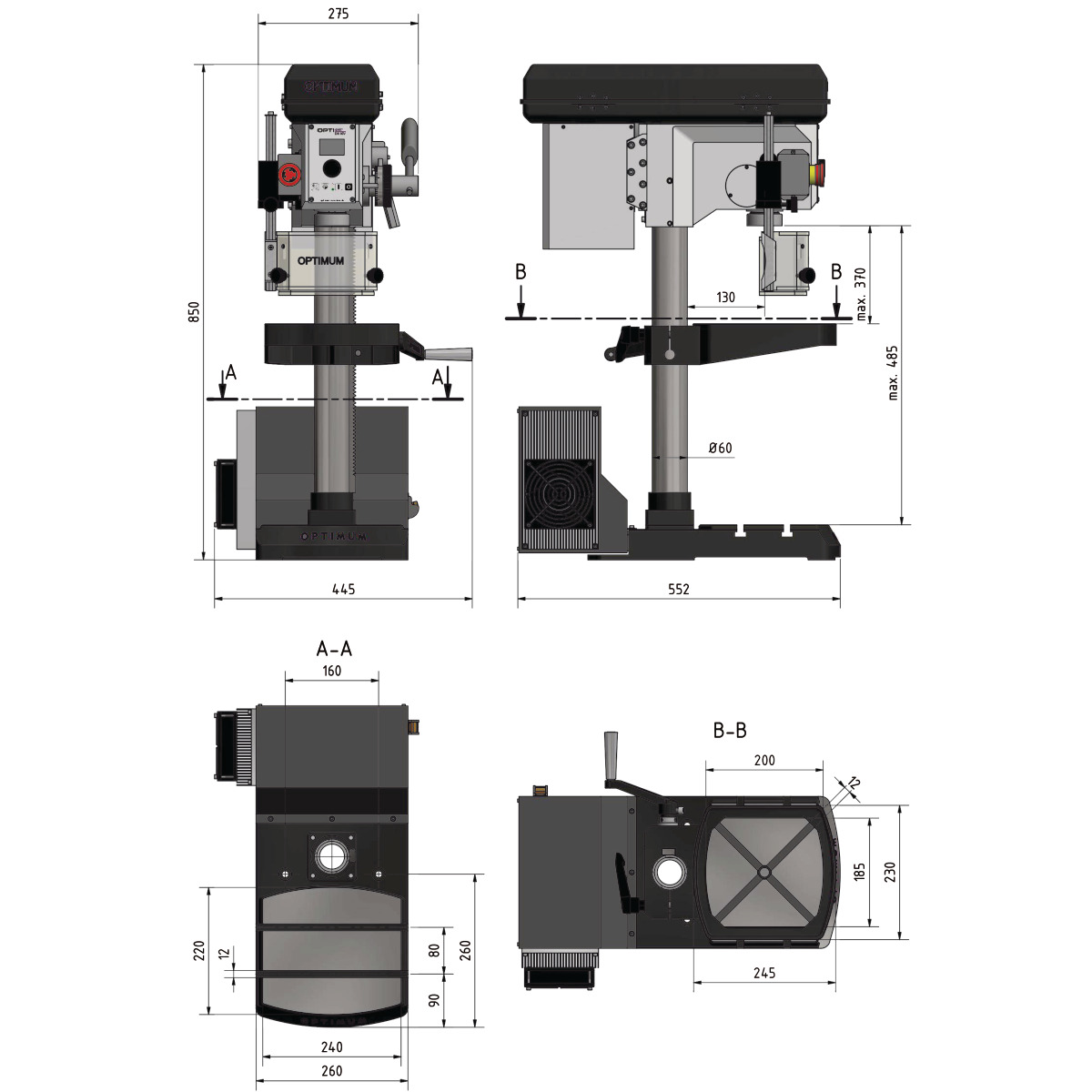 OPTIMUM Tischbohrmaschine OPTIdrill DH 18V Set