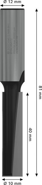 BOSCH PRO Nutfräser, zweischneidig, Ø 10 x L 40, Schaft 12 mm