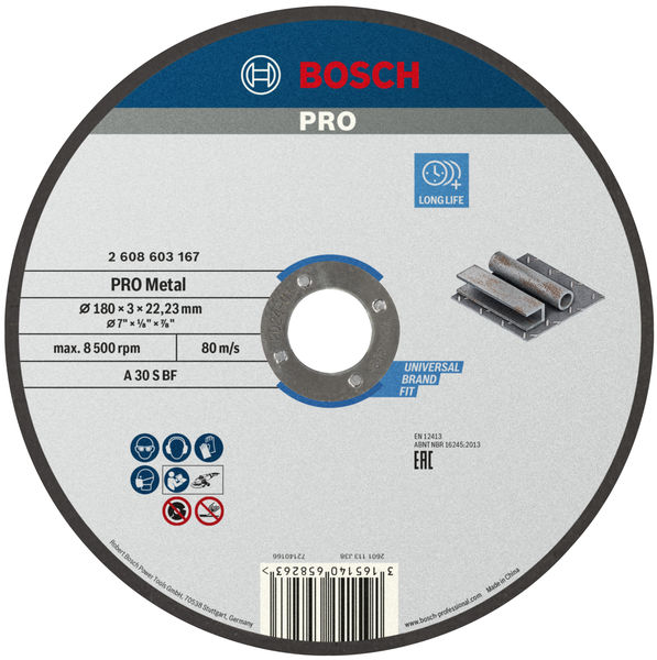 BOSCH PRO Metal Trennscheibe, 180 x 3 x 22.23 mm, gerade
