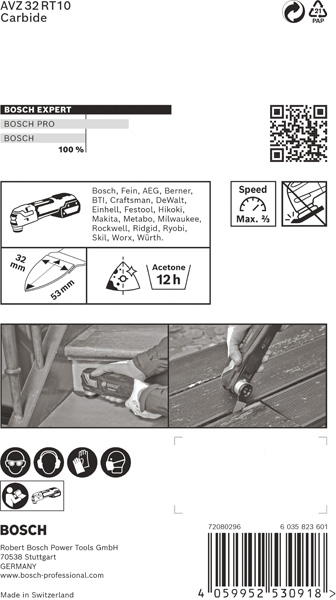 BOSCH EXPERT Sanding Finger Fine AVZ 32 RT10 Schleifplatte für Multifunktionswerkzeuge, 32 x 50 mm