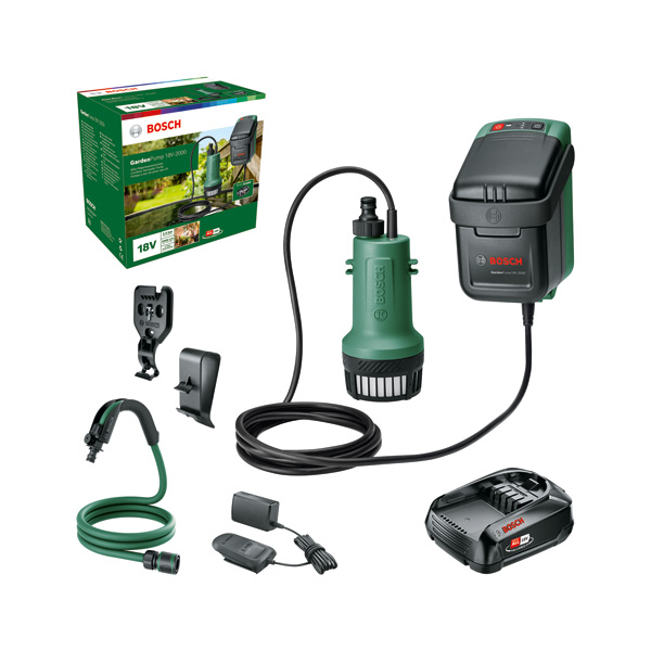 BOSCH Akku-Regenwasserpumpen GardenPump 18V-2000, Akkupack 18V 2,5Ah BOSCH Akku-Regenwasserpumpen GardenPump 18V-2000, Akkupack 18V 2,5Ah