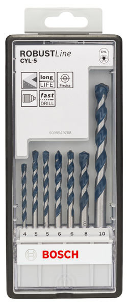 BOSCH 7-teiliges CYL-5 Betonbohrer-Set, Robust Line, 4–10 mm