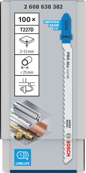 BOSCH PRO Alu curve T227D Stichsägeblatt, 100 mm, 100-tlg. BOSCH PRO Alu curve T227D Stichsägeblatt, 100 mm, 100-tlg.