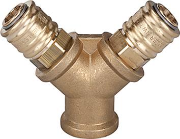 RIEGLER Doppelverteiler mit 2 Kupplungen IG 1/2" NW 7,2 Messing RIEGLER Doppelverteiler mit 2 Kupplungen IG 1/2" NW 7,2 Messing
