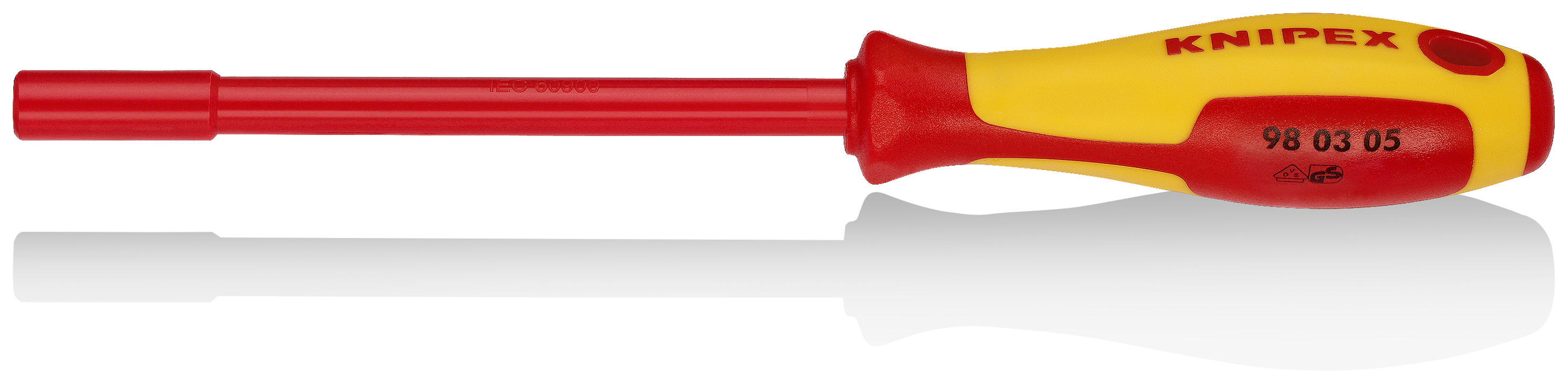 KNIPEX KNIPEX 98 03 05 Steckschlüssel mit Schraubendreher-Griff 232 mm brüniert isoliert mit Mehrkomponenten-Hüllen, VDE-geprüft