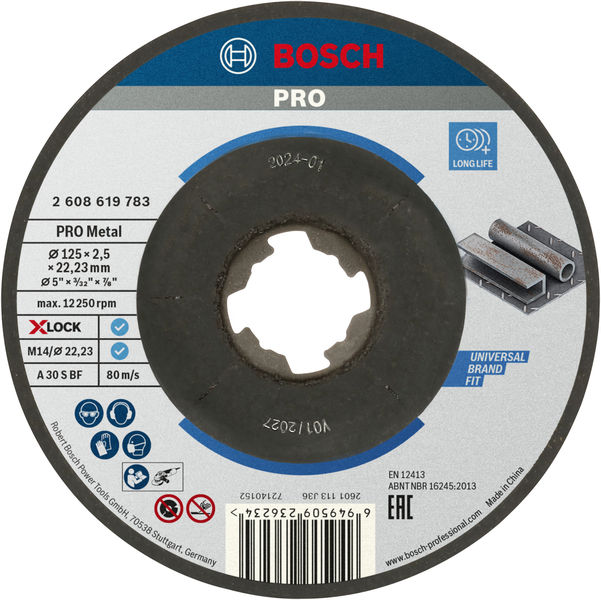 BOSCH PRO Metal X-Lock Trennscheibe, 125 x 2.5 x 22.23 mm, gekröpft
