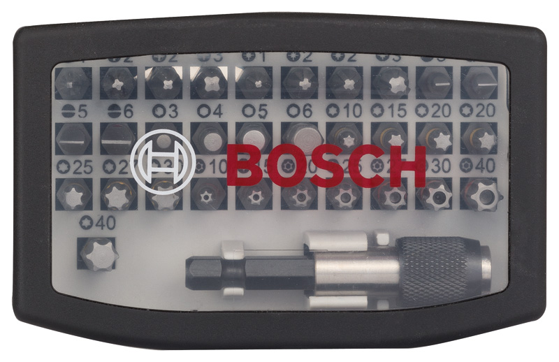 BOSCH 32-teiliges Schrauberbit-Set, PH, PZ, H, T und Quick Change-Universalhalter
