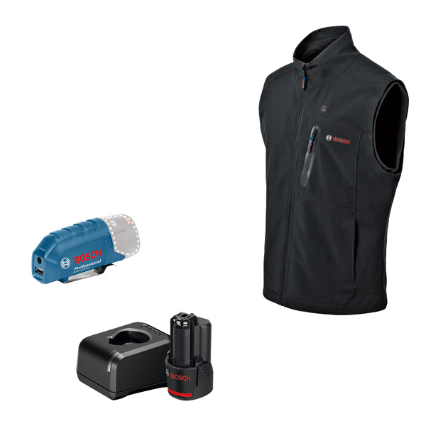 BOSCH Beheizbare Weste GHV 12+18V XA XL, 1 x Akku GBA 12V 2.0Ah, Ladegerät