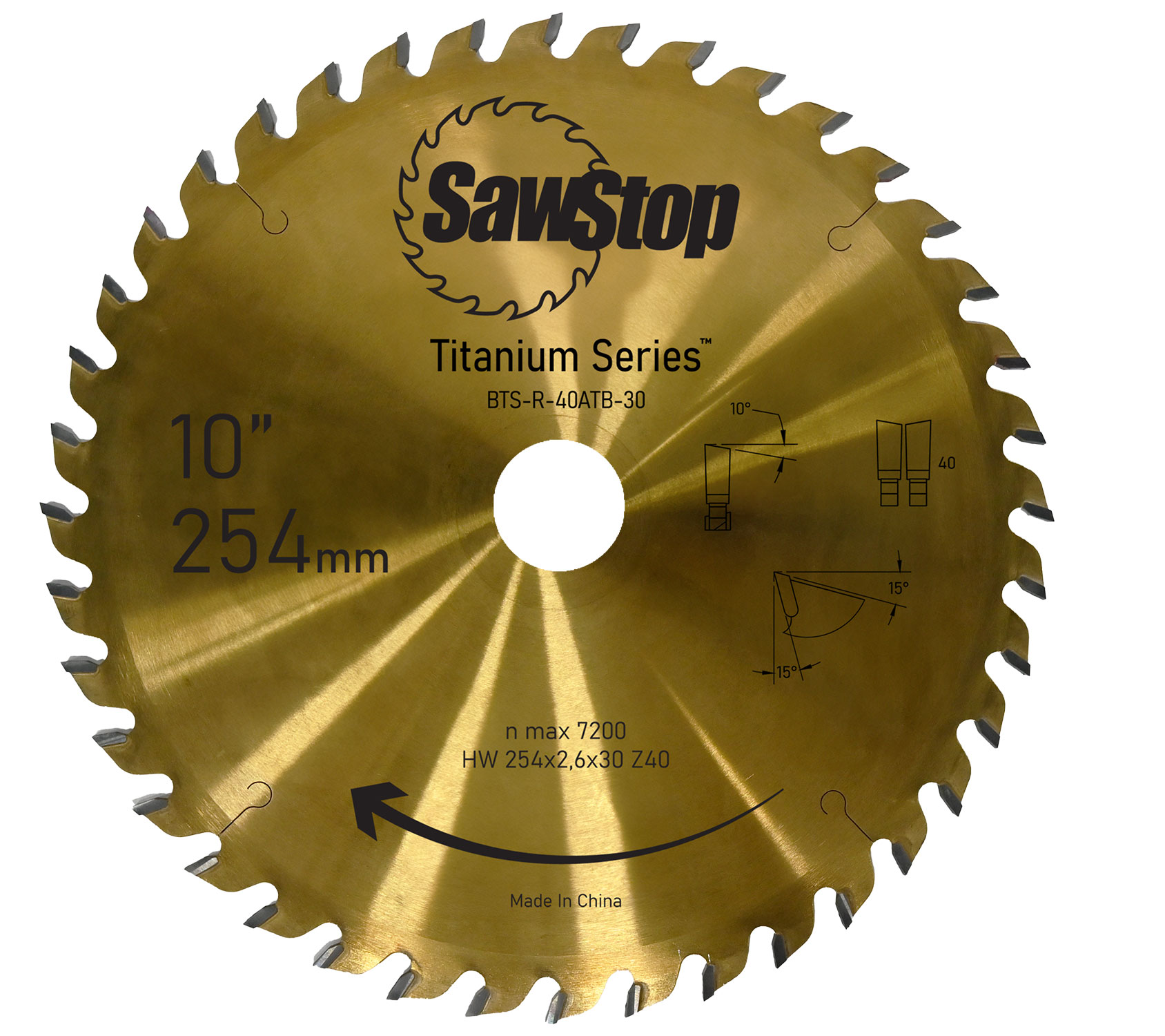SAWSTOP TITANIUM Sägeblatt 254x3,2/2,2x30, WZ40 SAWSTOP TITANIUM Sägeblatt 254x3,2/2,2x30, WZ40
