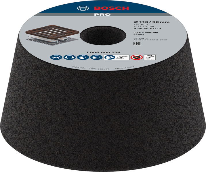 BOSCH PRO Metal Konischer Schleiftopf, 90 x 110 x 55 mm, K60 BOSCH PRO Metal Konischer Schleiftopf, 90 x 110 x 55 mm, K60