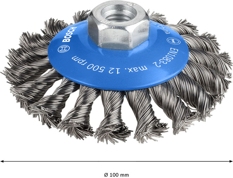 BOSCH PRO Metal heavy Kegelbürste, 100 x 0,5 mm, Gewinde BOSCH PRO Metal heavy Kegelbürste, 100 x 0,5 mm, Gewinde