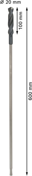 BOSCH PRO Wood HSS Installationsbohrer, 20 x 100 x 600 mm, SDS plus