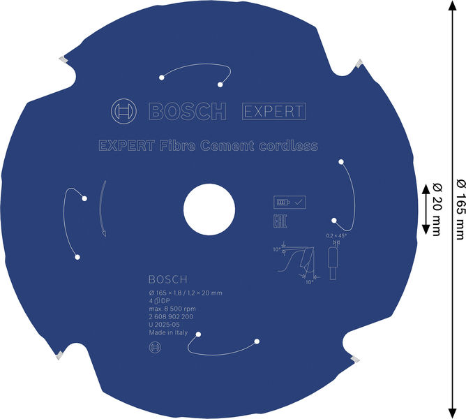 BOSCH EXPERT Fiber Cement Kreissägeblatt, 165x20 mm, Z4 BOSCH EXPERT Fiber Cement Kreissägeblatt, 165x20 mm, Z4