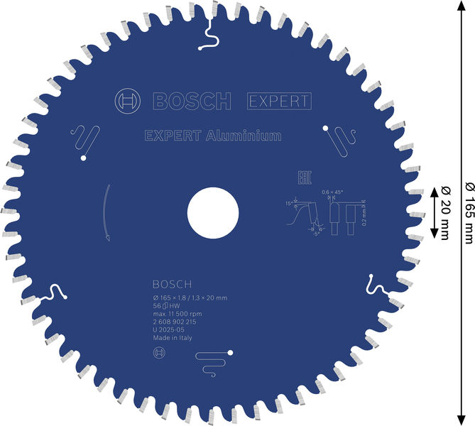 BOSCH EXPERT Aluminium Kreissägeblatt, 165x20 mm, Z56 BOSCH EXPERT Aluminium Kreissägeblatt, 165x20 mm, Z56