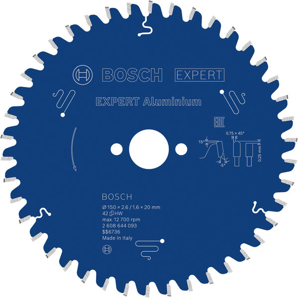 BOSCH EXPERT Aluminium Kreissägeblatt, 150x2,6/1,6x20 mm, Z42 BOSCH EXPERT Aluminium Kreissägeblatt, 150x2,6/1,6x20 mm, Z42