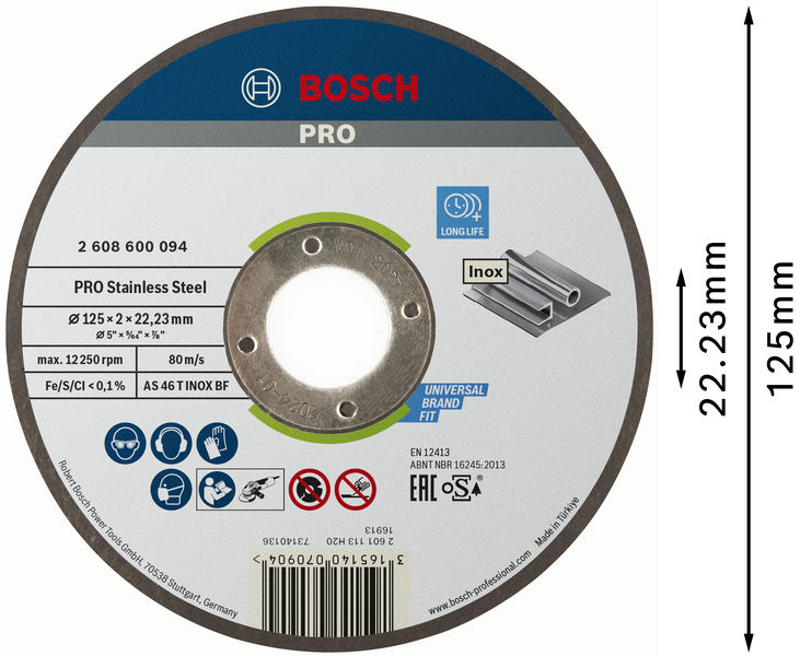 BOSCH PRO Stainless Steel Trennscheibe, 125 x 2 x 22,23 mm BOSCH PRO Stainless Steel Trennscheibe, 125 x 2 x 22,23 mm