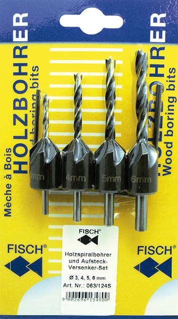 FISCH Holzspibohrer/Versenker-Satz 3-4-5-6mm auf Karte FISCH Holzspibohrer/Versenker-Satz 3-4-5-6mm auf Karte