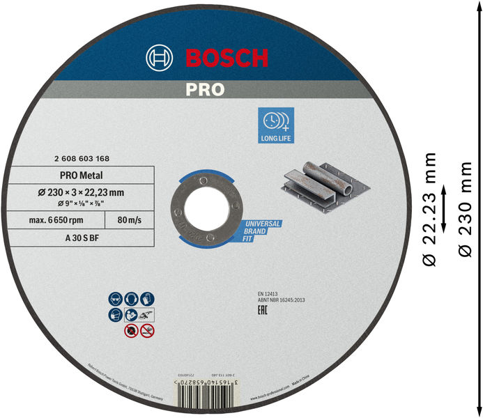 BOSCH Trennscheibe gerade Standard for Metal A 30 S BF, 230 mm, 3,0 mm