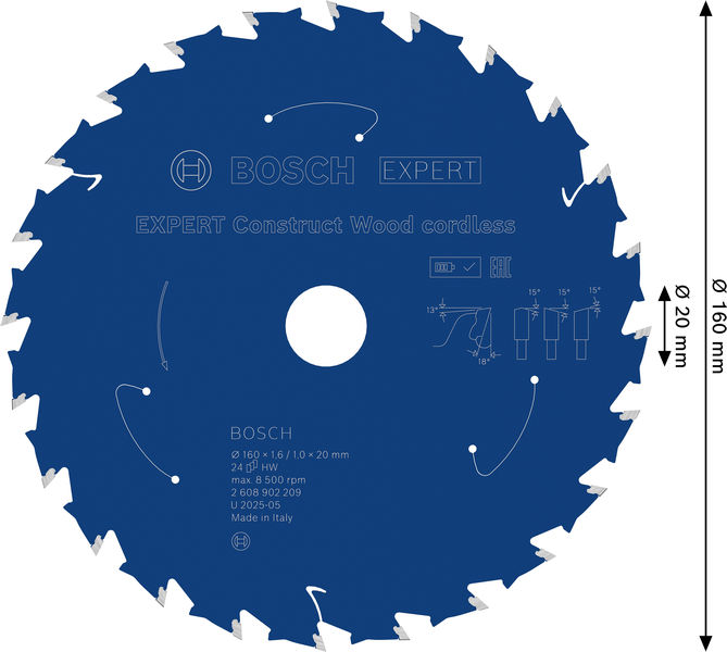 BOSCH EXPERT Construct Wood Kreissägeblatt, 160x1,6x20 mm, T24 BOSCH EXPERT Construct Wood Kreissägeblatt, 160x1,6x20 mm, T24