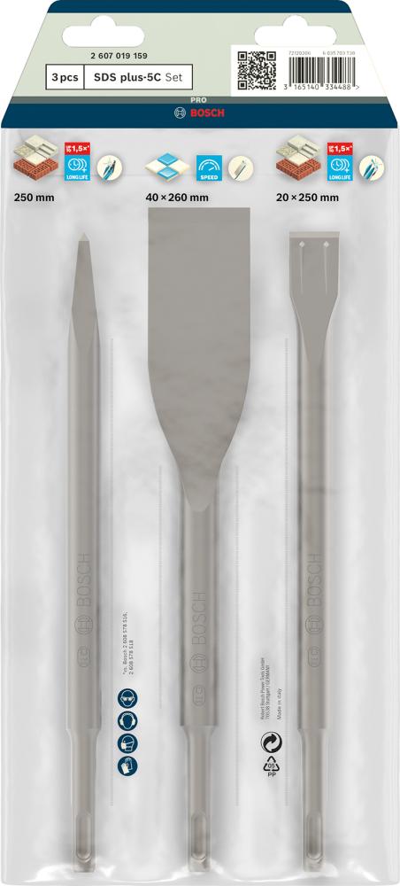 BOSCH 3-teiliges Meißelset, SDS plus, 0/20/40 mm BOSCH 3-teiliges Meißelset, SDS plus, 0/20/40 mm
