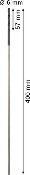 BOSCH PRO Wood HSS Installationsbohrer, 6 x 57 x 400 mm BOSCH PRO Wood HSS Installationsbohrer, 6 x 57 x 400 mm