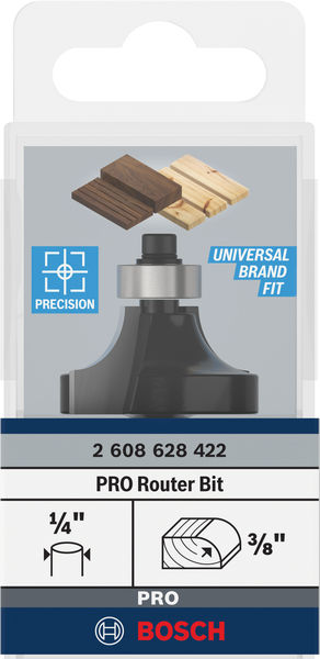 BOSCH PRO Abrundfräser, R 3/8", Schaft 1/4"