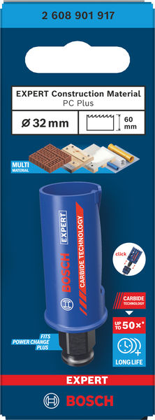 BOSCH EXPERT Construction Material Power Change Plus Lochsäge, 32 x 60 mm