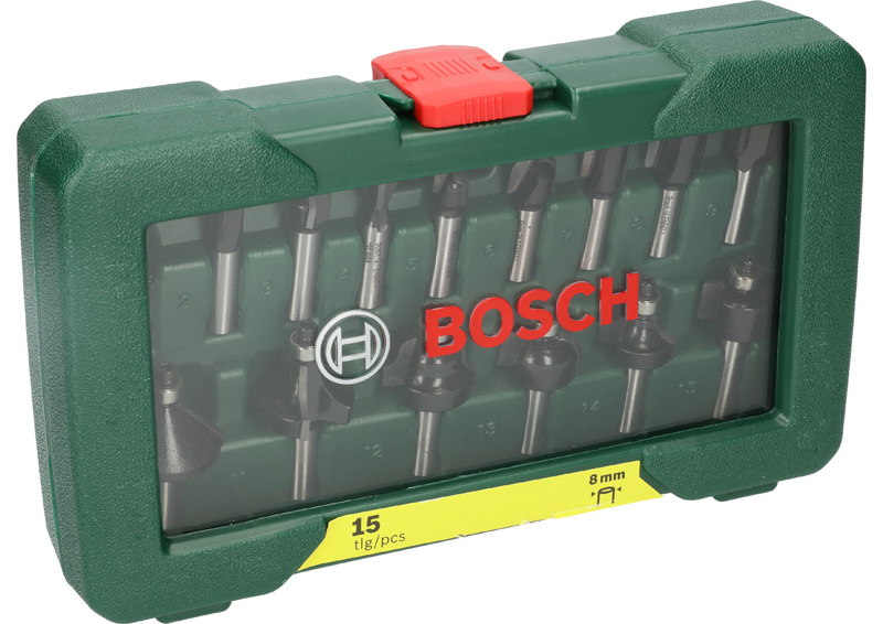 BOSCH 15-teiliges HM-Fräser-Set (8 mm Schaft) BOSCH 15-teiliges HM-Fräser-Set (8 mm Schaft)