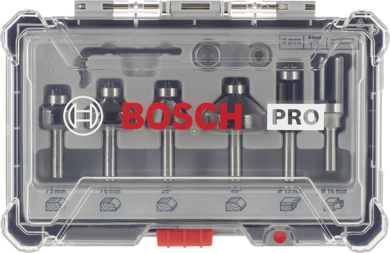 BOSCH 6-teiliges Rand- und Kantenfräser-Set, 8-mm-Schaft