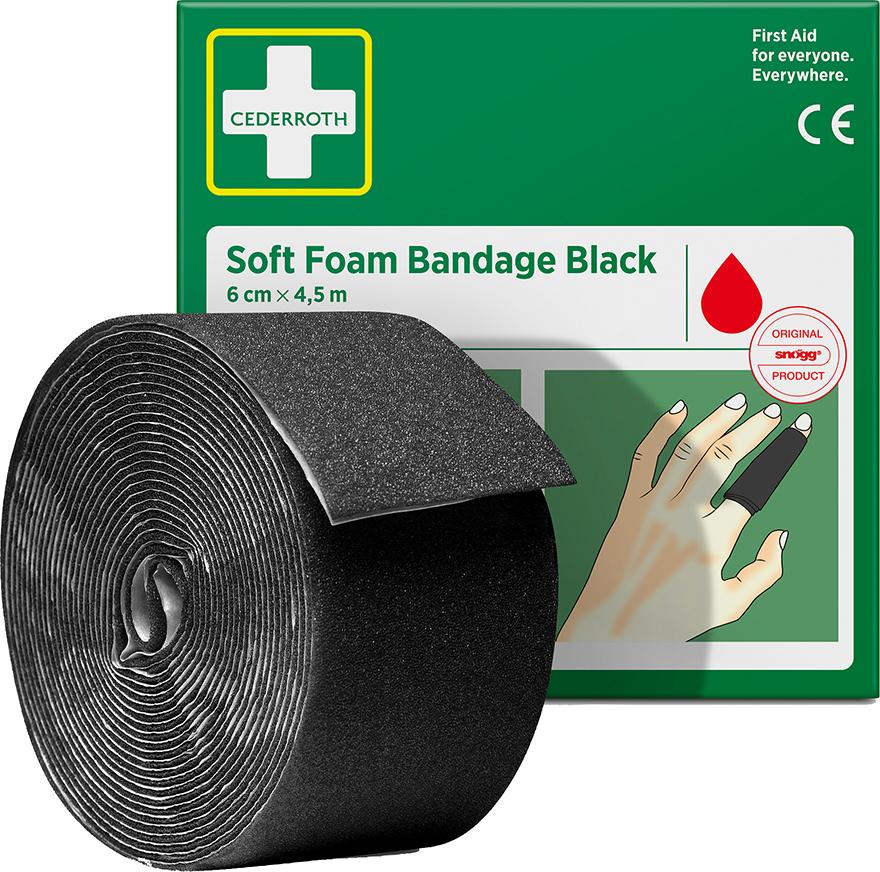 CEDERROTH Schaumbandage, schwarz, 6cm x 4,5m
