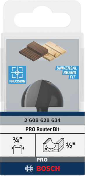 BOSCH PRO Hohlkehlfräser, R 1/2", Schaft 1/4"