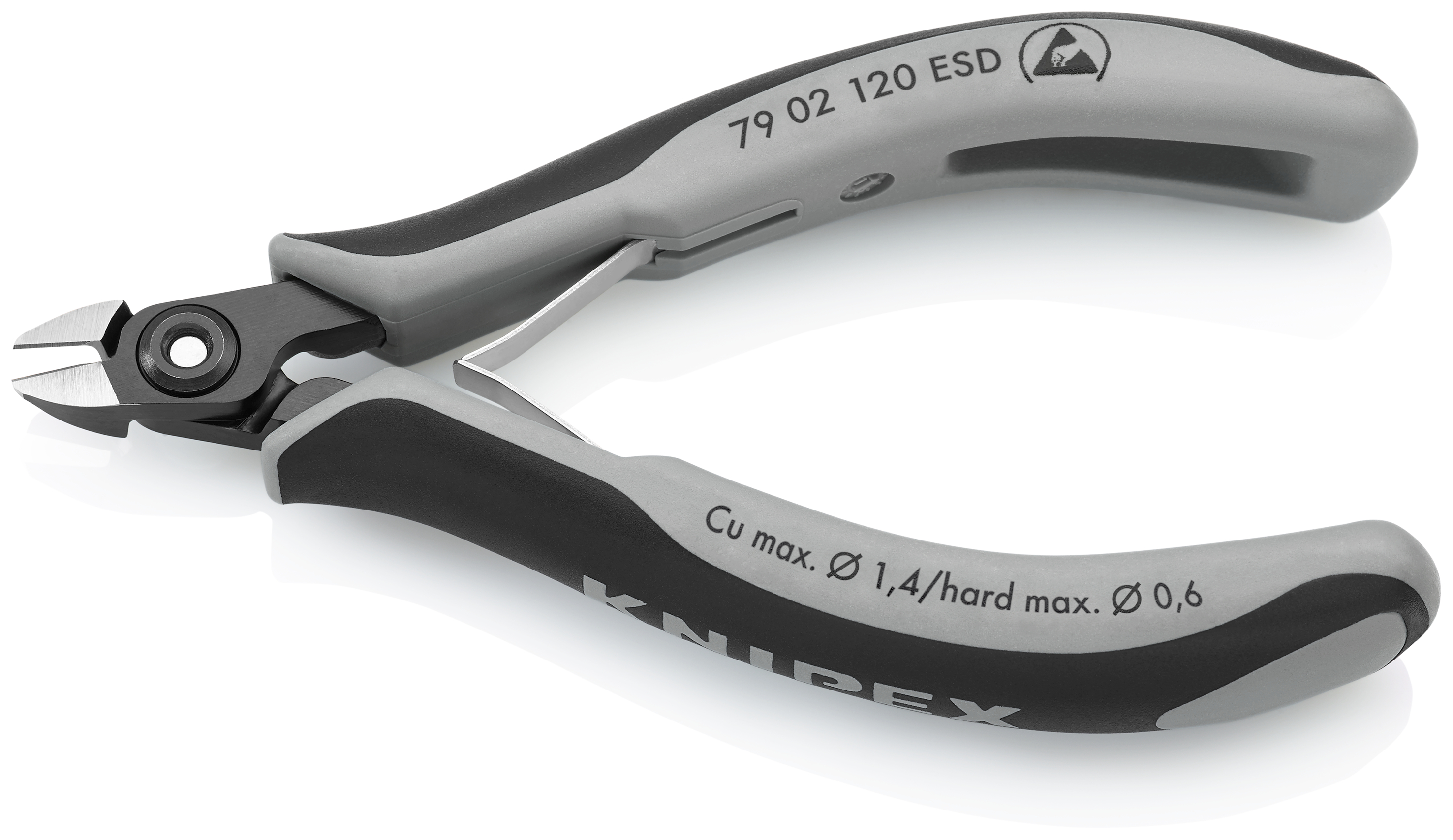 KNIPEX KNIPEX 79 02 120 ESD Präzisions-Elektronik-Seitenschneider ESD 120 mm brüniert mit Mehrkomponenten-Hüllen poliert