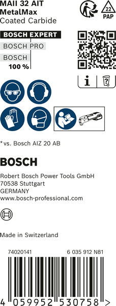 BOSCH EXPERT MetalMax MAII 32 AIT Tauchsägeblatt, 70x32 mm, 10-tlg.