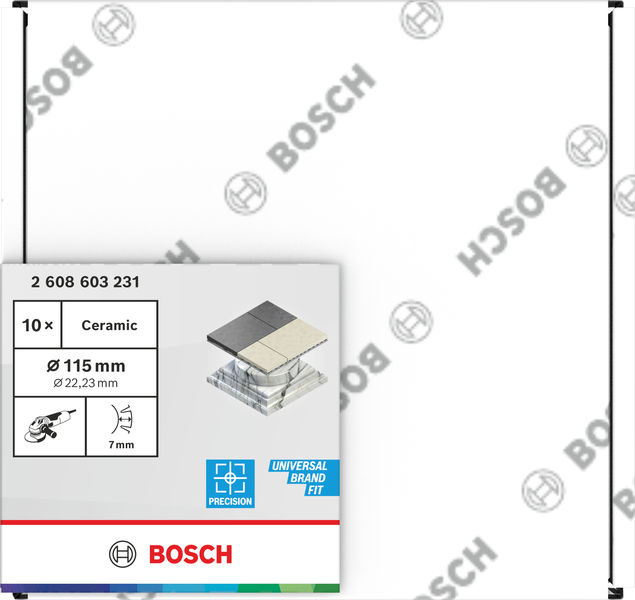 BOSCH Ceramic Trennscheibe, 115 x 7 mm, Bohrung 22,23 mm, 10-tlg.