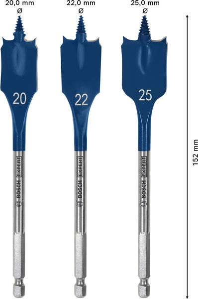 BOSCH EXPERT Self Cut Speed Flachfräsbohrer-Set, 20/22/25 mm, 3-tlg.