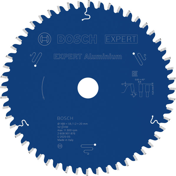 BOSCH EXPERT Aluminium Kreissägeblatt, 168x1,8/1,2x20 mm, Z52