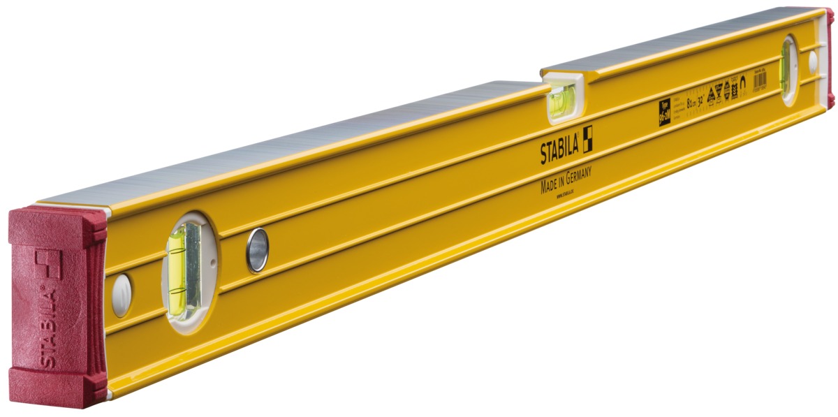 STABILA Magnet-Wasserwaage Type 96-2 M, 81 cm, extrasteifes Alu-Profil, extrastarke Seltenerd-Magnete, 1 Horizontal-/2 Vertikal-Libellen, stoßdämpfende Endkappen, Rutsch-Stopper, Made in Germany STABILA Magnet-Wasserwaage Type 96-2 M, 81 cm, extrasteifes Alu-Profil, extrastarke Seltenerd-Magnete, 1 Horizontal-/2 Vertikal-Libellen, stoßdämpfende Endkappen, Rutsch-Stopper, Made in Germany