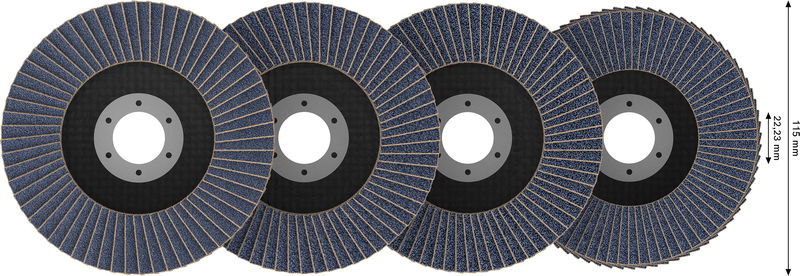 BOSCH X451 Fächerschleifscheiben Set, 115 x 22,23 mm, K40/K60/K80/K120, Z27, 60-tlg