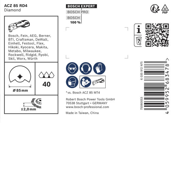 BOSCH EXPERT ACZ 85 RD4 Grout Segment Blade, 85 mm, 10-tlg.