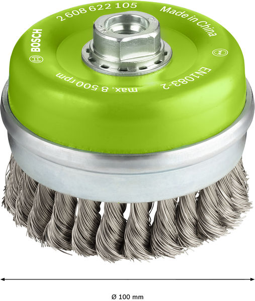 BOSCH PRO Stainless Steel heavy Topfbürste, 100 x 0,35 mm, Gewinde BOSCH PRO Stainless Steel heavy Topfbürste, 100 x 0,35 mm, Gewinde