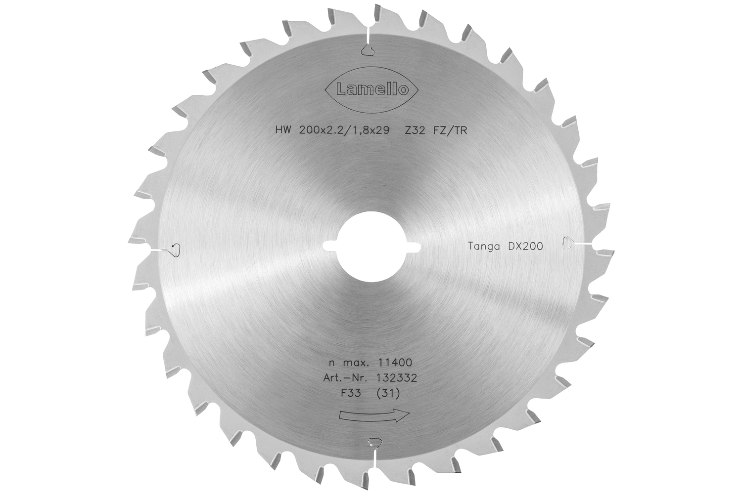 LAMELLO Tanga DX200 Sägeblatt, HW, Ø200x2.2xØ29 mm, Z32, mit Schnellspann-Aufnahme