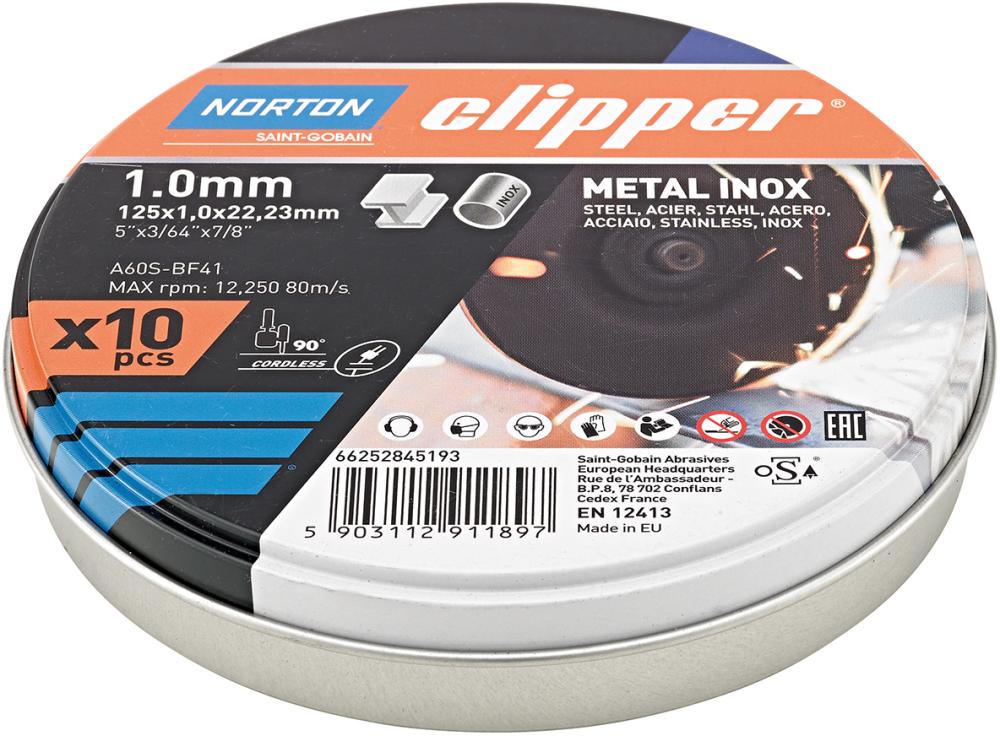 CLIPPER Trennscheibe Metall-Inox 10x A60S-125x1.0x22.23