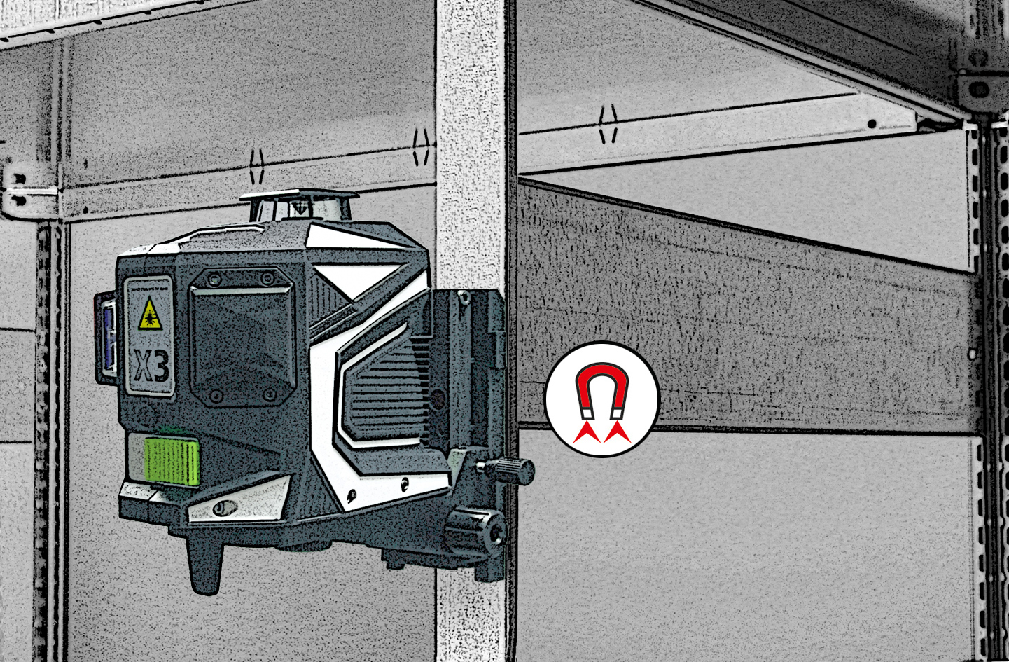 LASERLINER Magnetische Klemm- und Wandhalterung CrossGrip Pro (höhenverstellbar)