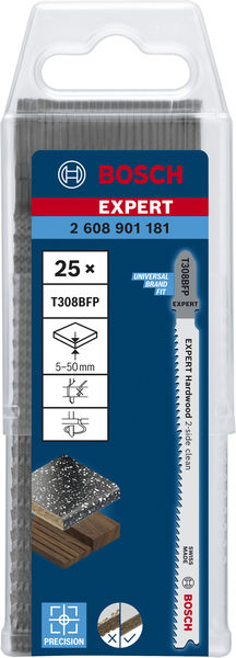 BOSCH EXPERT Hardwood 2-side clean T308BFP Stichsägeblatt, 25-tlg.