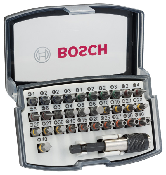 BOSCH 32-teiliges Schrauberbit-Set, PH, PZ, H, T und Quick Change-Universalhalter BOSCH 32-teiliges Schrauberbit-Set, PH, PZ, H, T und Quick Change-Universalhalter