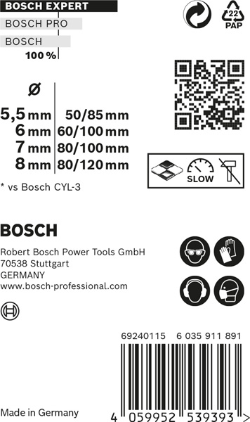 BOSCH EXPERT CYL-9 Multi Construction Bohrer-Set, 5,5x85/6x100/7x100/8x120 mm, 4-tlg. BOSCH EXPERT CYL-9 Multi Construction Bohrer-Set, 5,5x85/6x100/7x100/8x120 mm, 4-tlg.