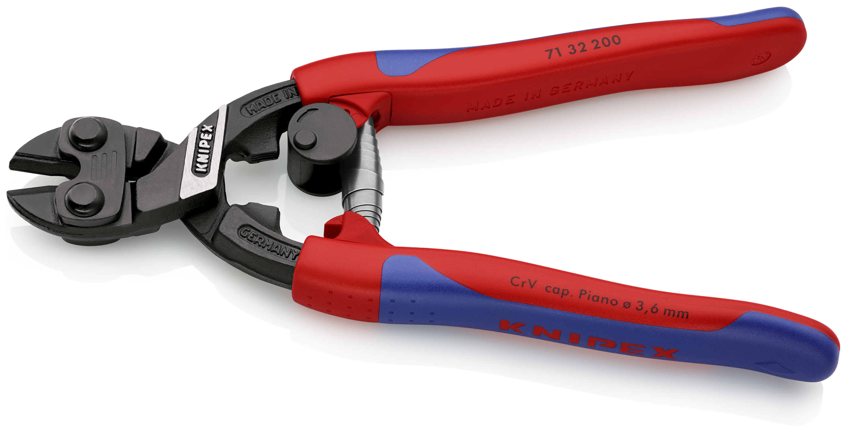 KNIPEX KNIPEX 71 32 200 CoBolt® Kompakt-Bolzenschneider 200 mm schwarz atramentiert mit schlanken Mehrkomponenten-Hüllen