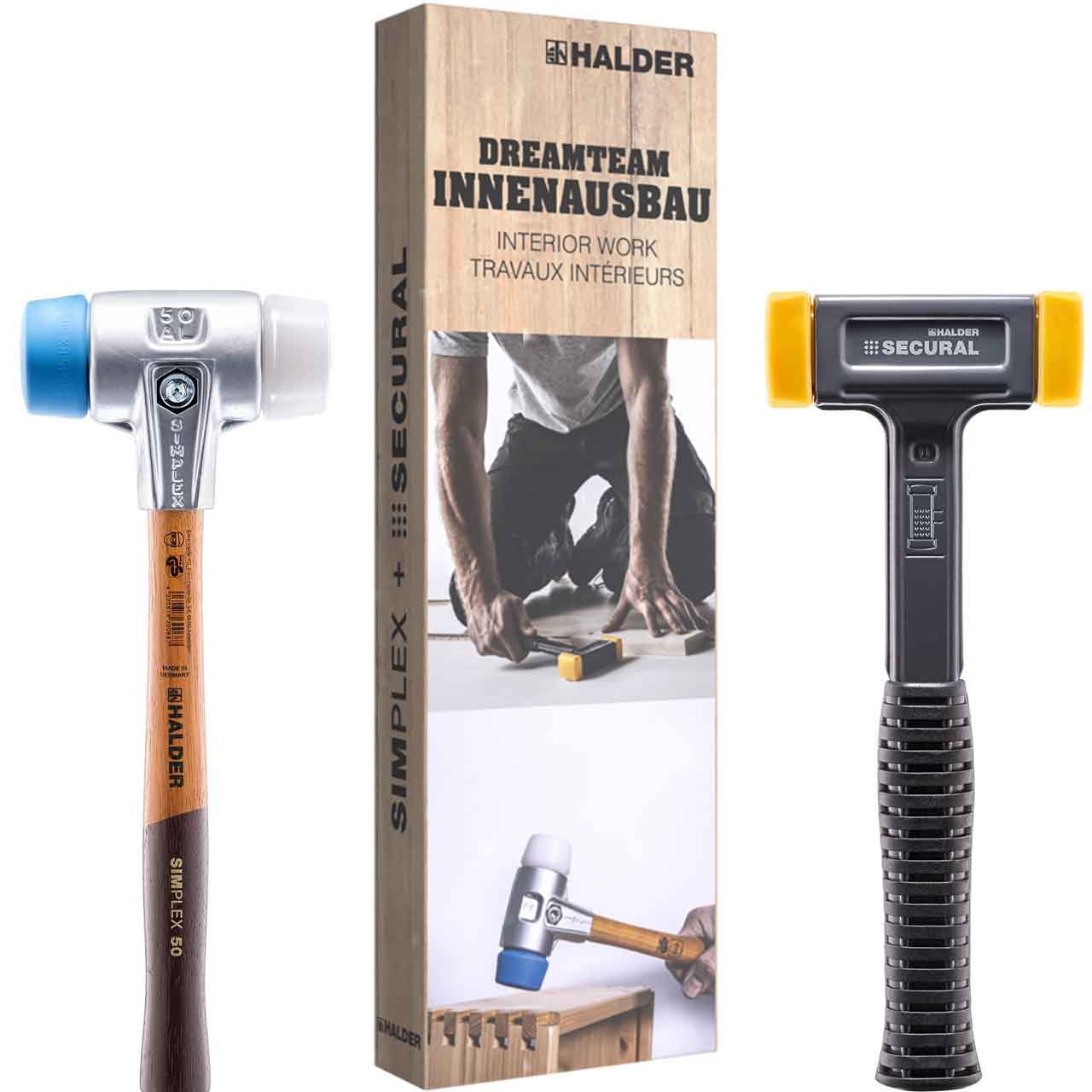 HALDER Aktionsbox "Dreamteam Innenausbau"SIMPLEX-Schonhammer, TPE-soft / Superplastik und SECURAL-Schonhammer HALDER Aktionsbox "Dreamteam Innenausbau"SIMPLEX-Schonhammer, TPE-soft / Superplastik und SECURAL-Schonhammer