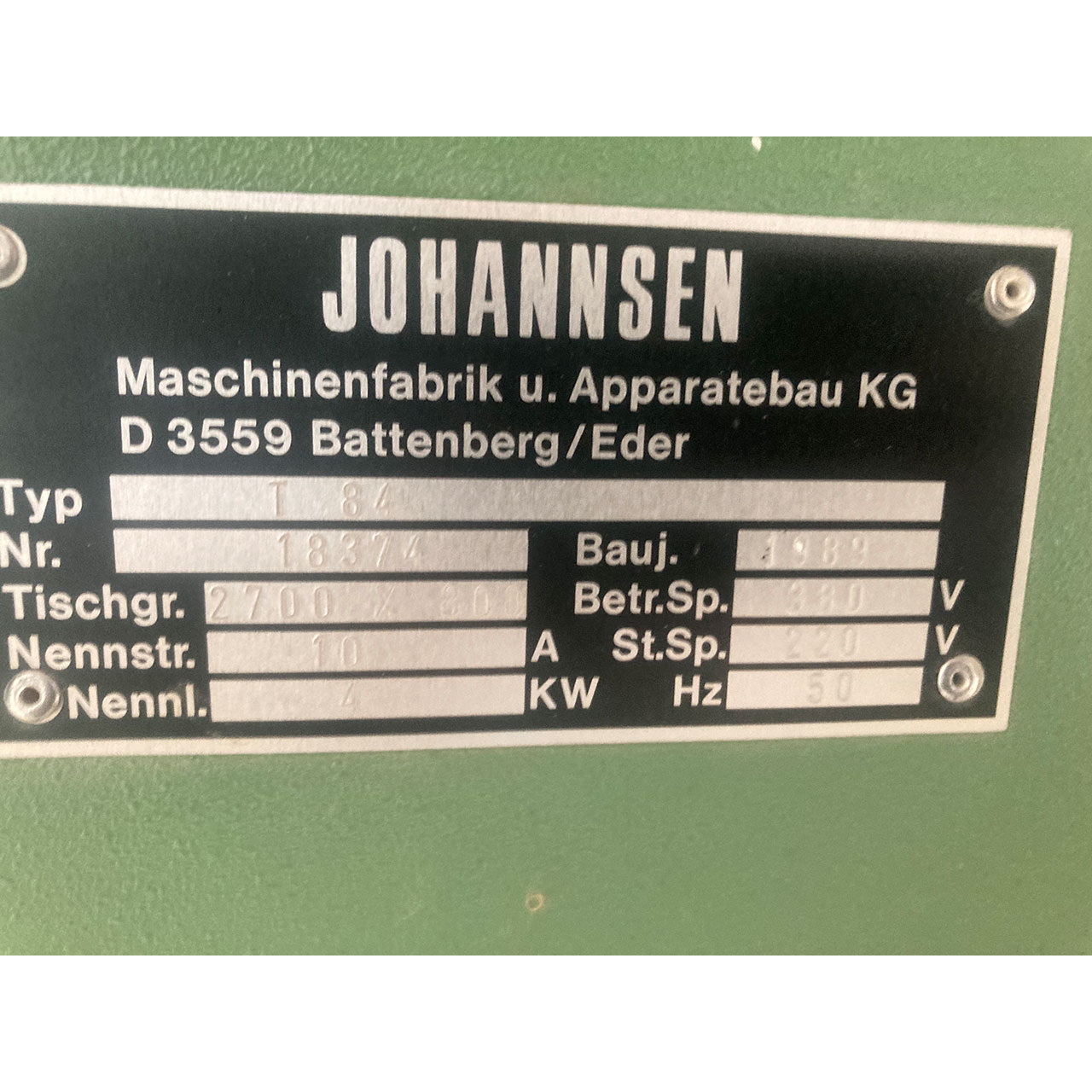 Johannsen Langbandschleifmaschine T 84 Johannsen Langbandschleifmaschine T 84