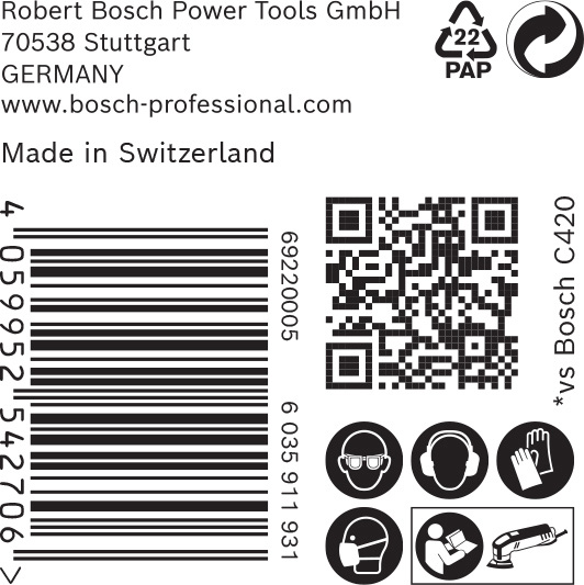 BOSCH EXPERT C470 Schleifblatt, 93x93mm, K240, 6 Löcher, 50-tlg.